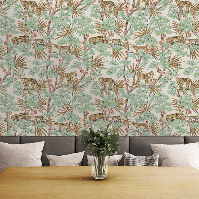 Bloomsbury Market Angil Leopards 27' L x 27" W Peel and Stick Wallpaper